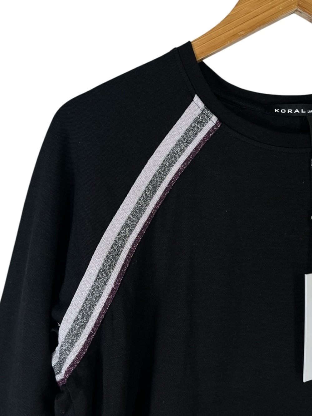 NWT KORAL Wisdom Daze Glitter Cut-Out Long Sleeve Top size Large in Black - Picture 5 of 9